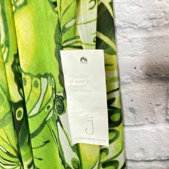 New Jones New York Small S Green Chiffon Flowy Butterfly‎ Waterfall Drape Vest - Picture 4 of 4